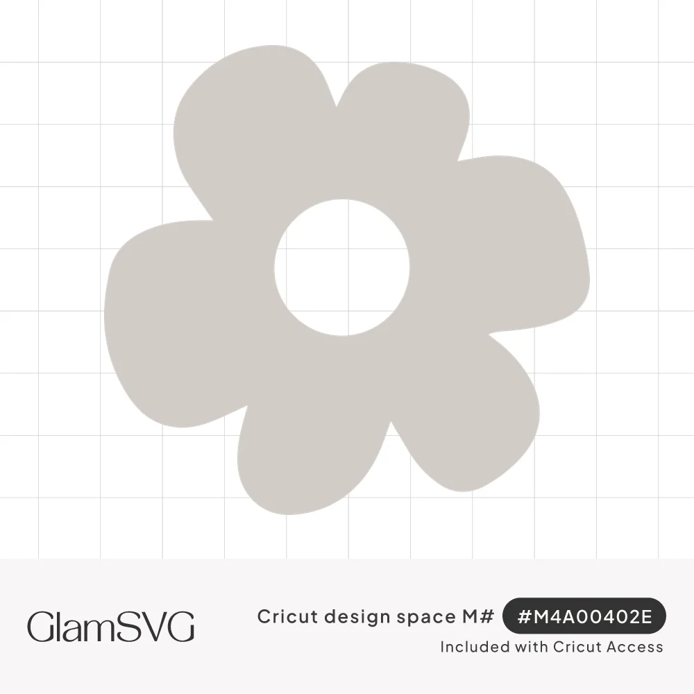 Solid gray five-petal daisy flower silhouette with rounded petals and a round cutout center