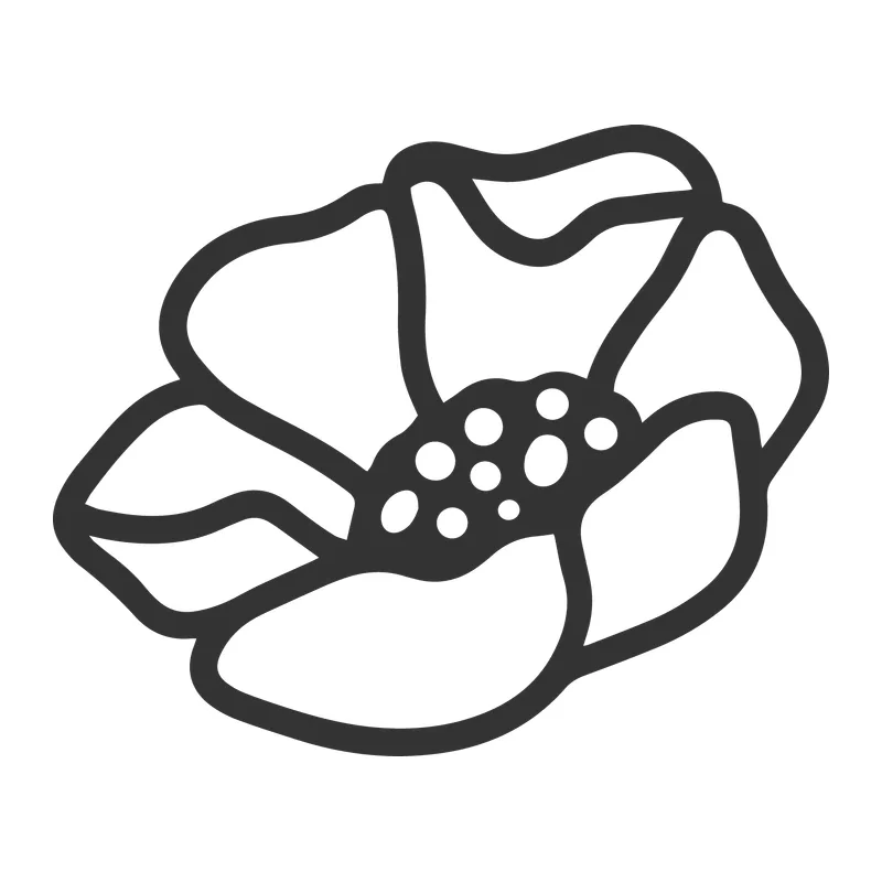Bold Outline Poppy Flower
