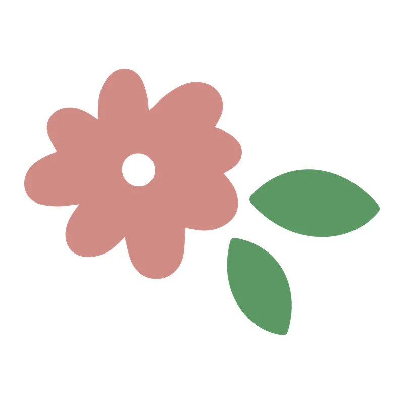 Pink Flower With Leaves