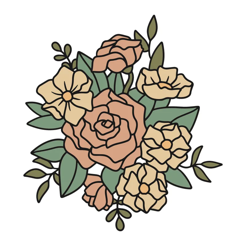 Vintage Rose Flower Bouquet