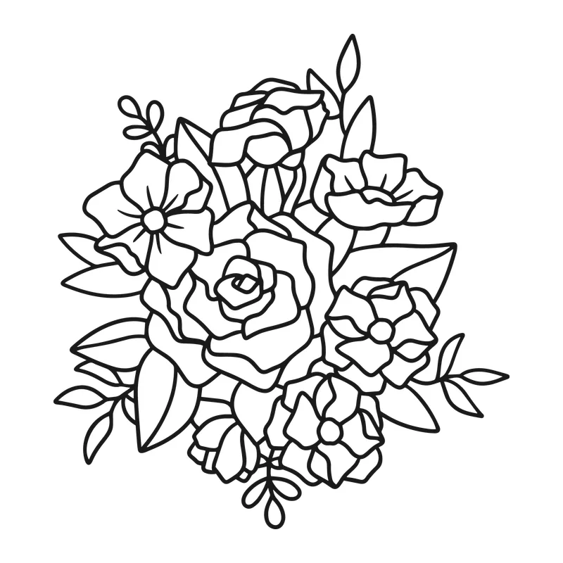 Line Art Flower Bouquet