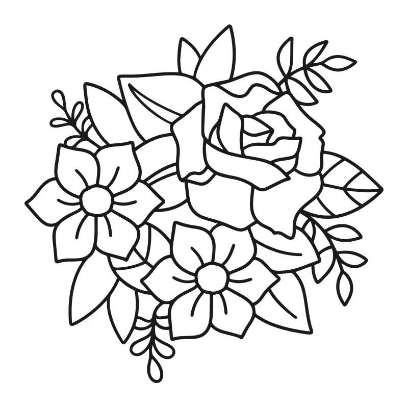 Rose and Blossom Floral Cluster
