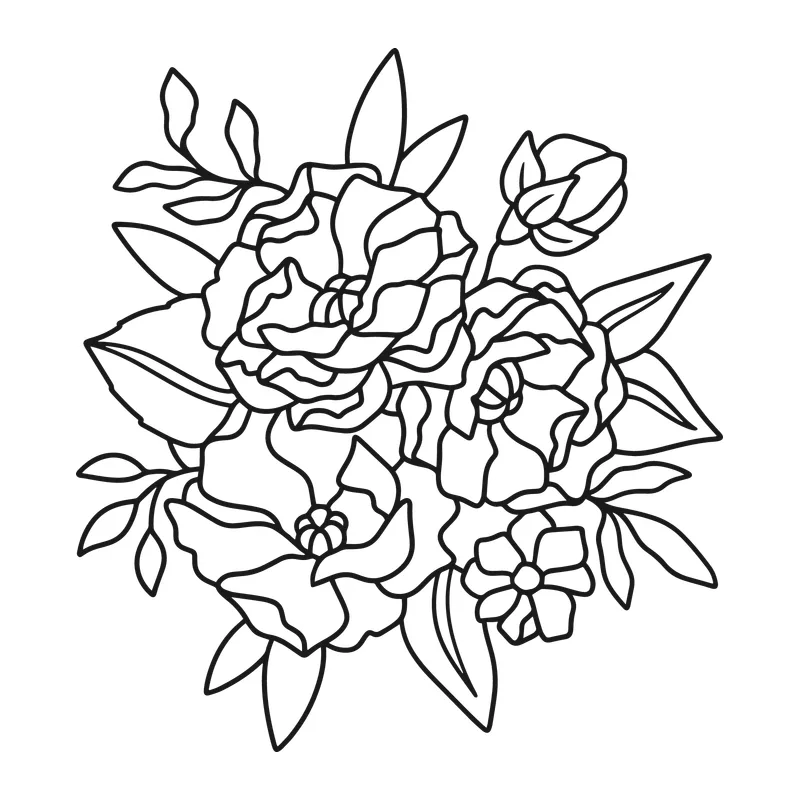 Line Art Floral Bouquet