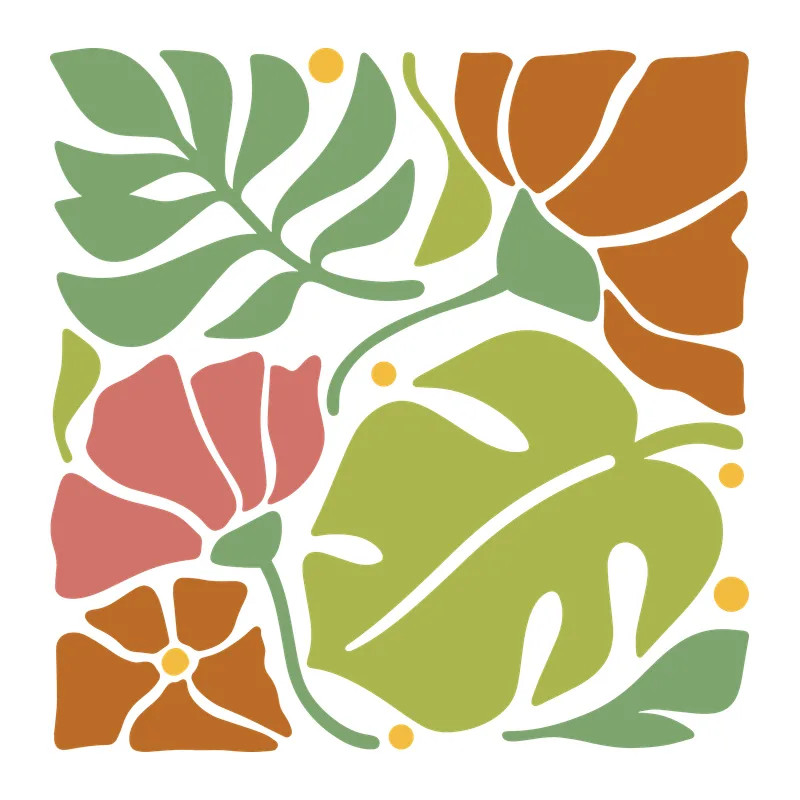 Boho Tropical Flowers and Leaves
