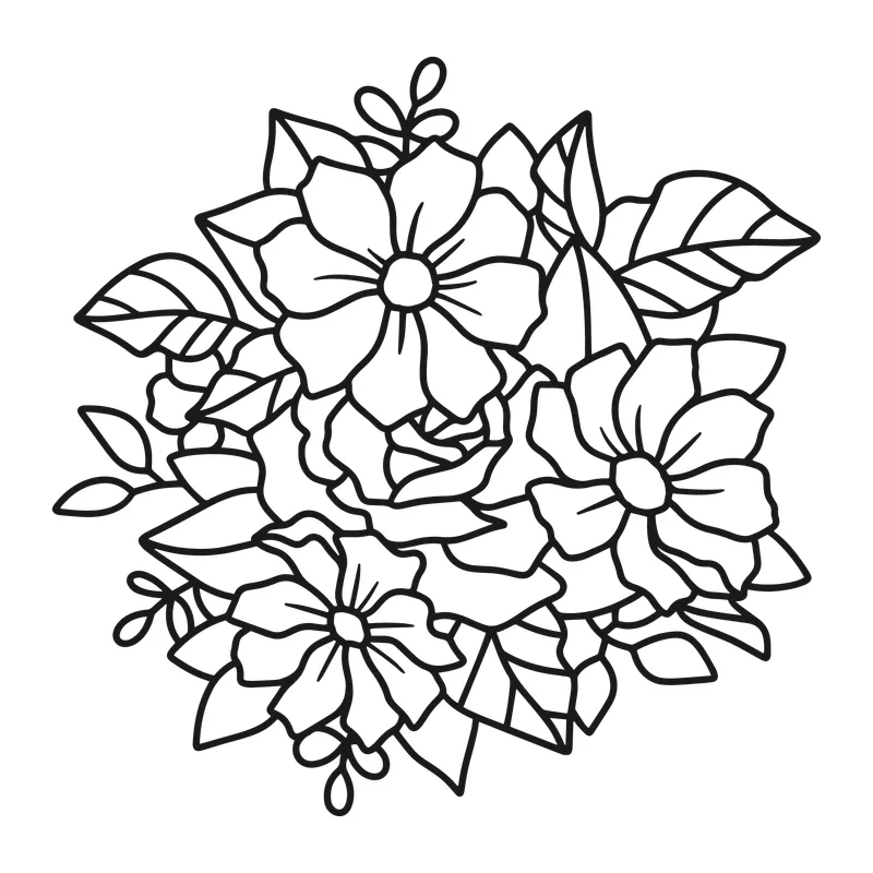 Line Art Flower Bouquet
