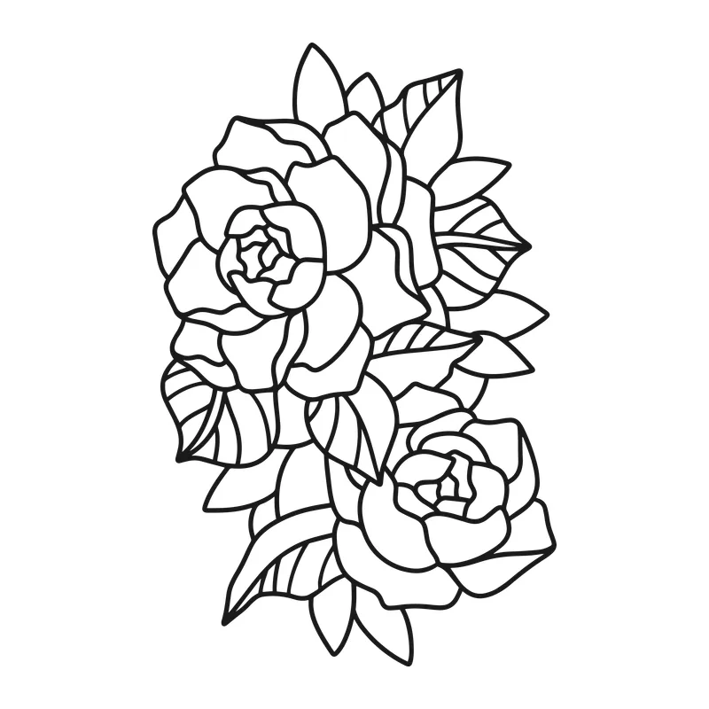 Outlined Rose Cluster