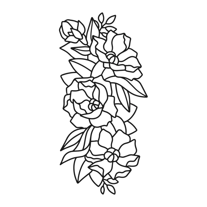 Vertical Floral Line Art