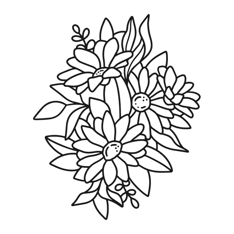 Line Art Daisy Bouquet