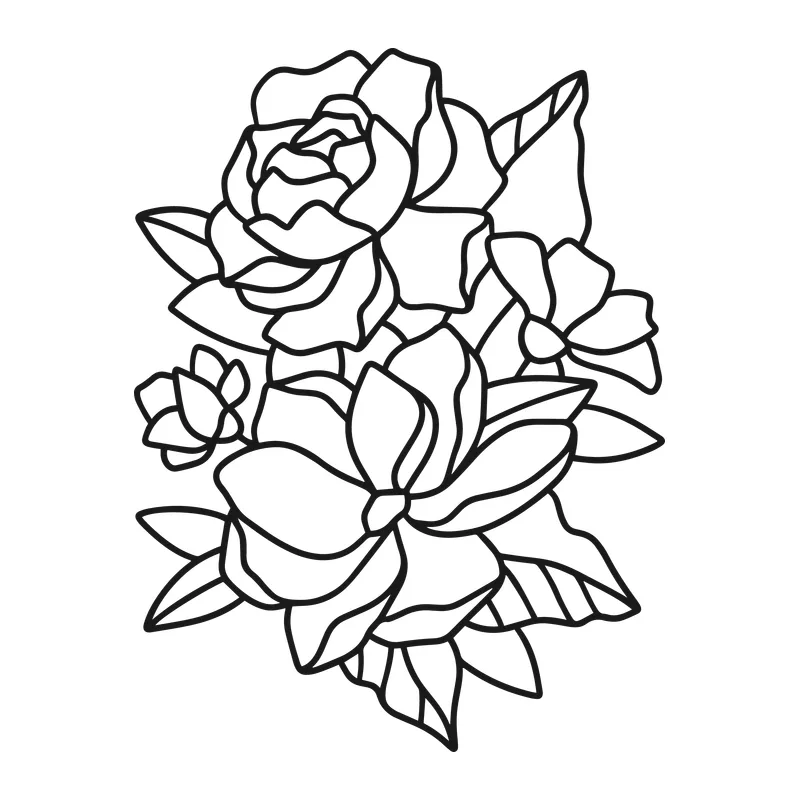 Rose and Magnolia Line Bouquet