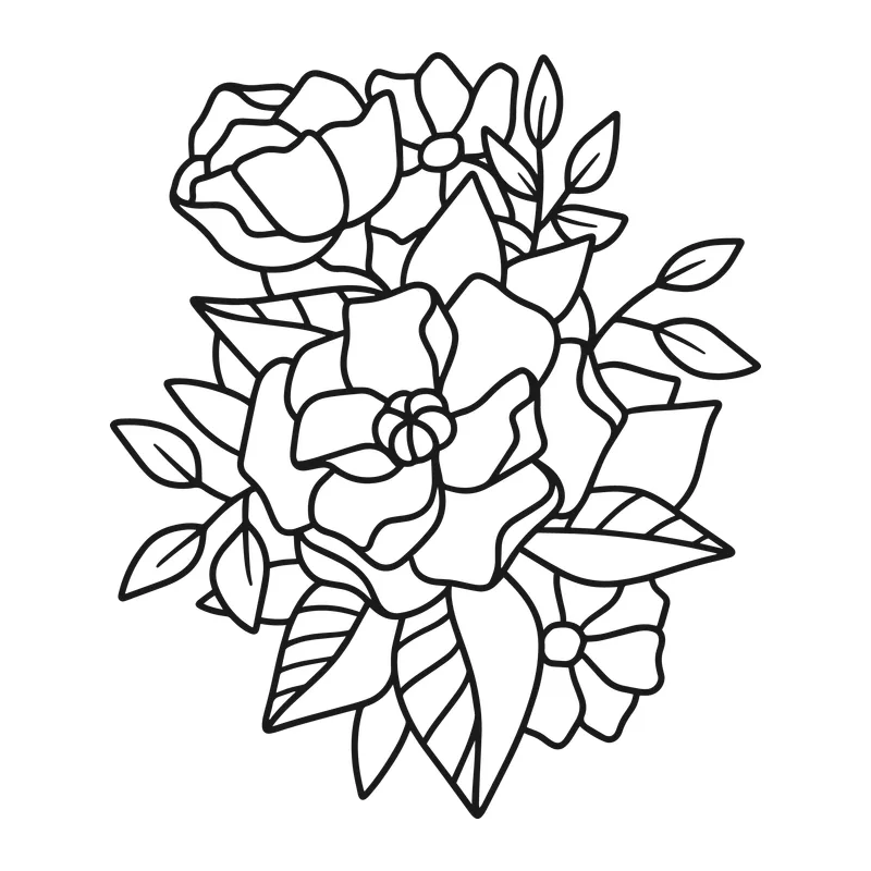 Line Art Flower Bouquet