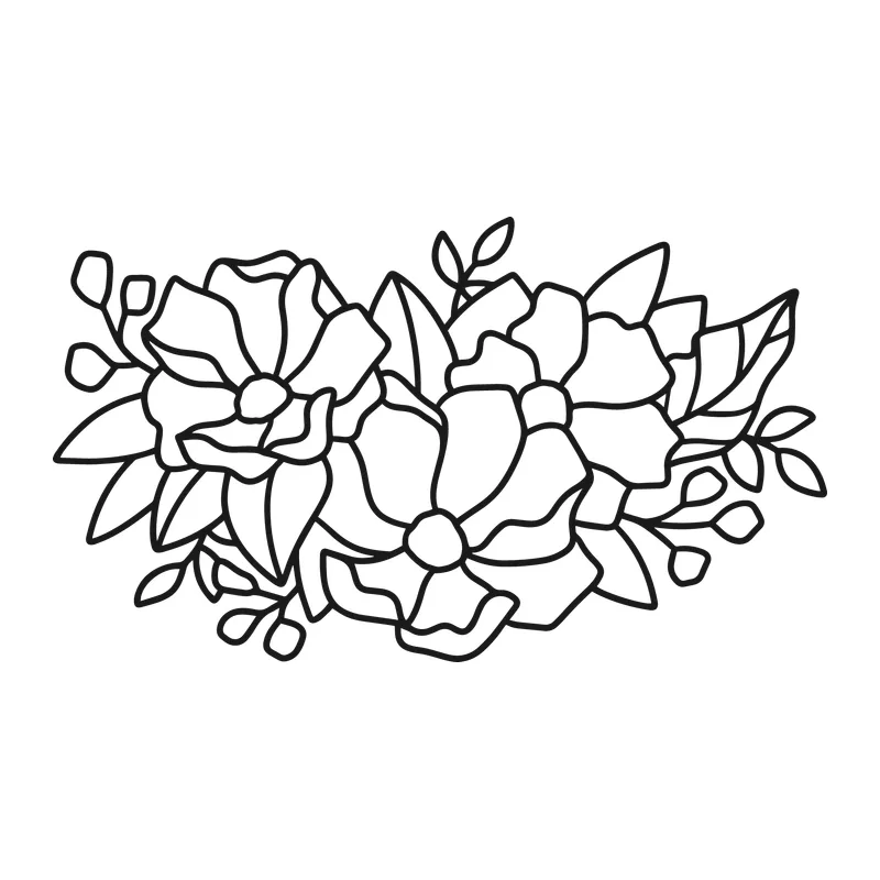 Floral Cluster Line Art