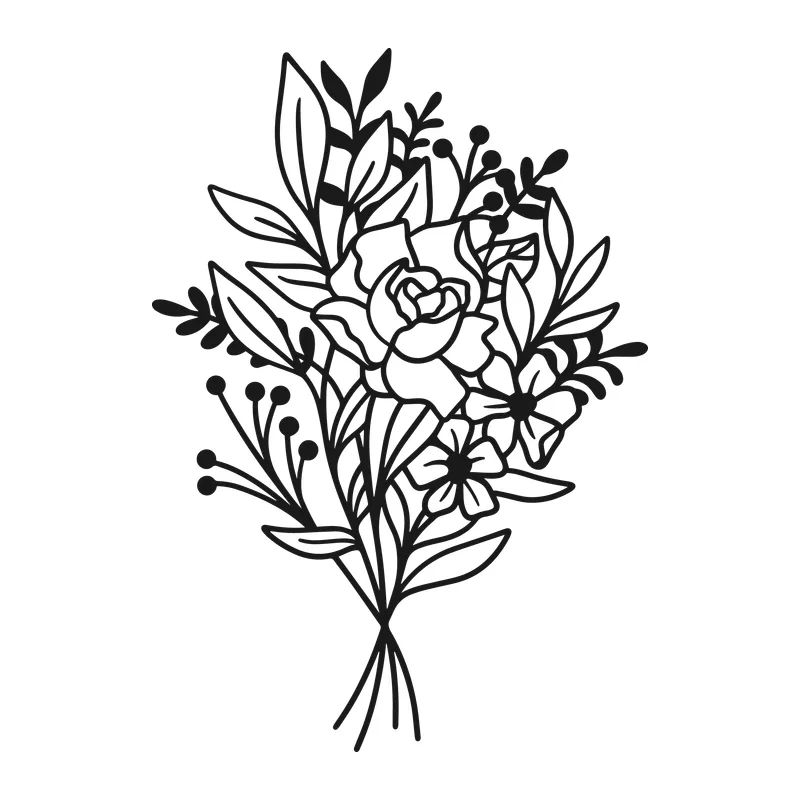 Line Art Floral Bouquet