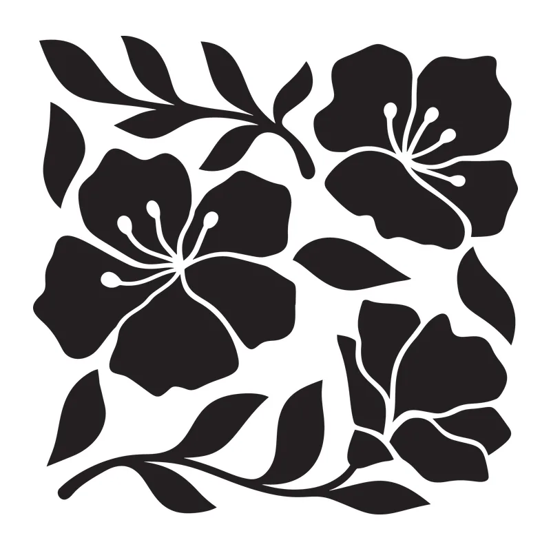Hibiscus Flower Square Silhouette