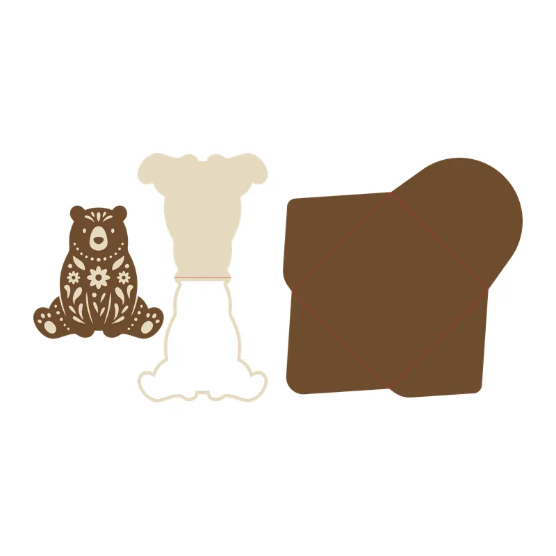 Folk Art Bear Card and Envelope