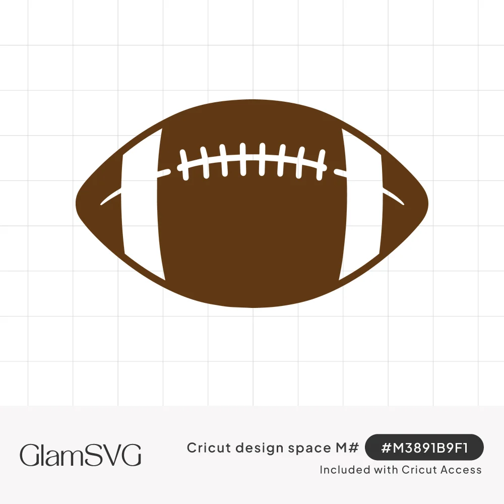 Brown American football silhouette with white stitched laces and white stripes near each end
