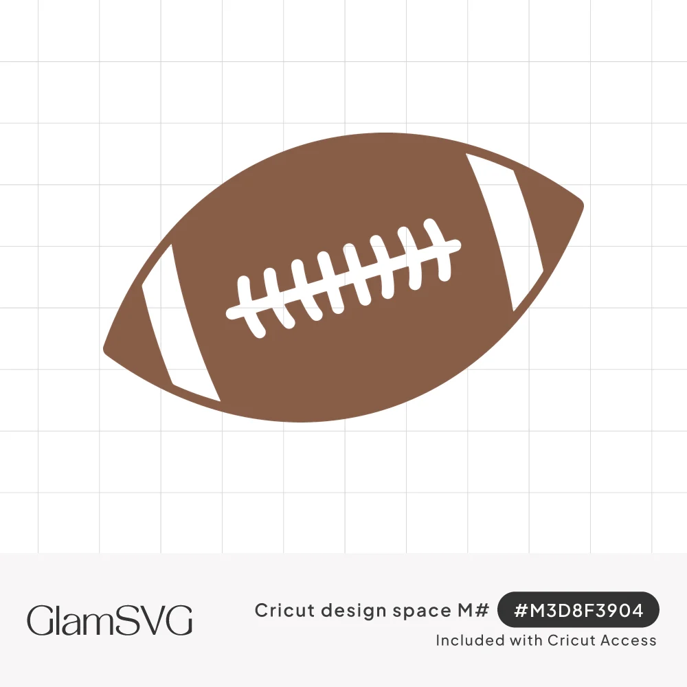 Brown American football silhouette with white stitched laces and white stripes near each end