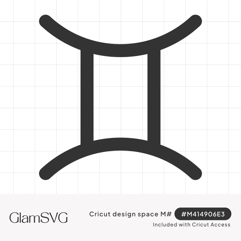 Charcoal gray Gemini zodiac symbol with two curved arcs joined by two vertical pillars and rounded line ends