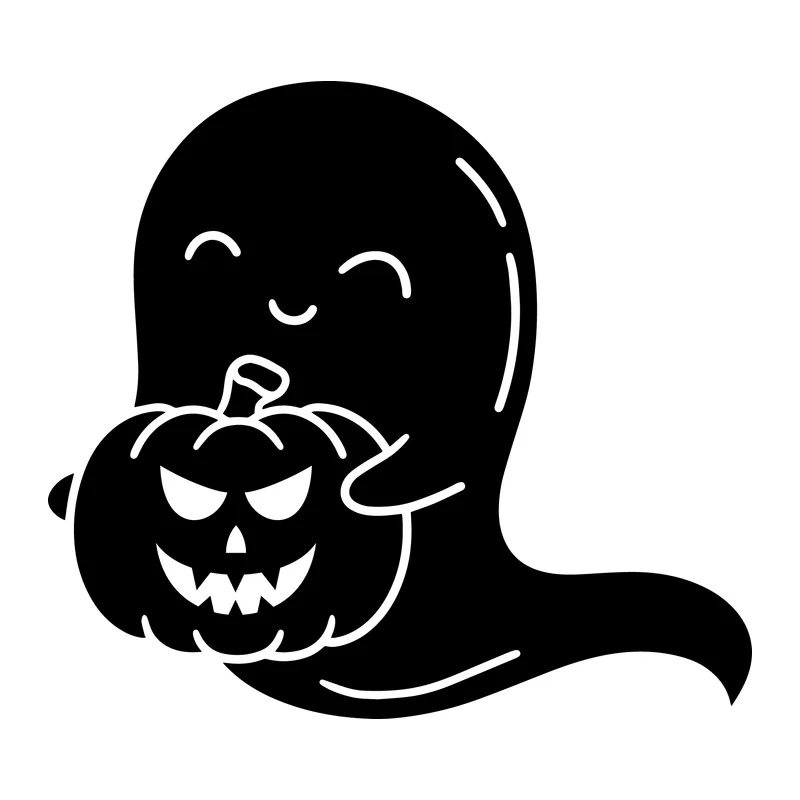 Happy Ghost With Jack-O-Lantern
