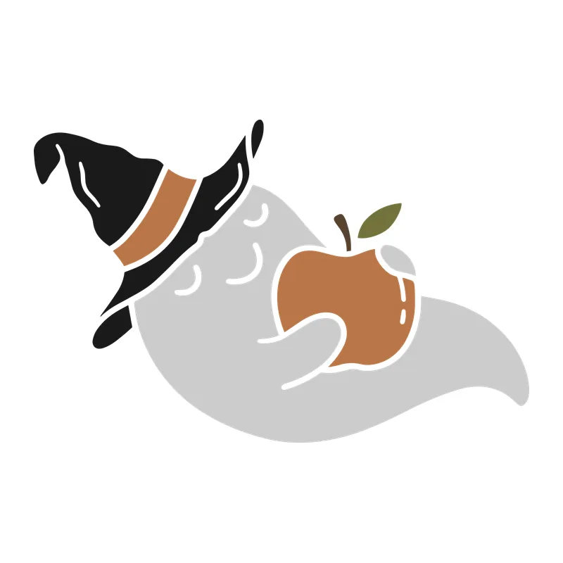 Witch Hat Ghost With Apple