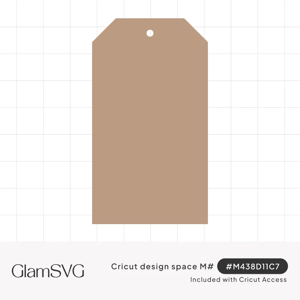 Plain kraft-brown gift tag shape with clipped top corners and a small round hole near the top