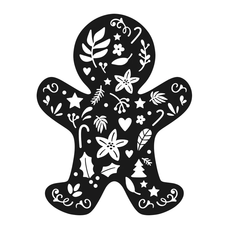 Folk Floral Gingerbread Man