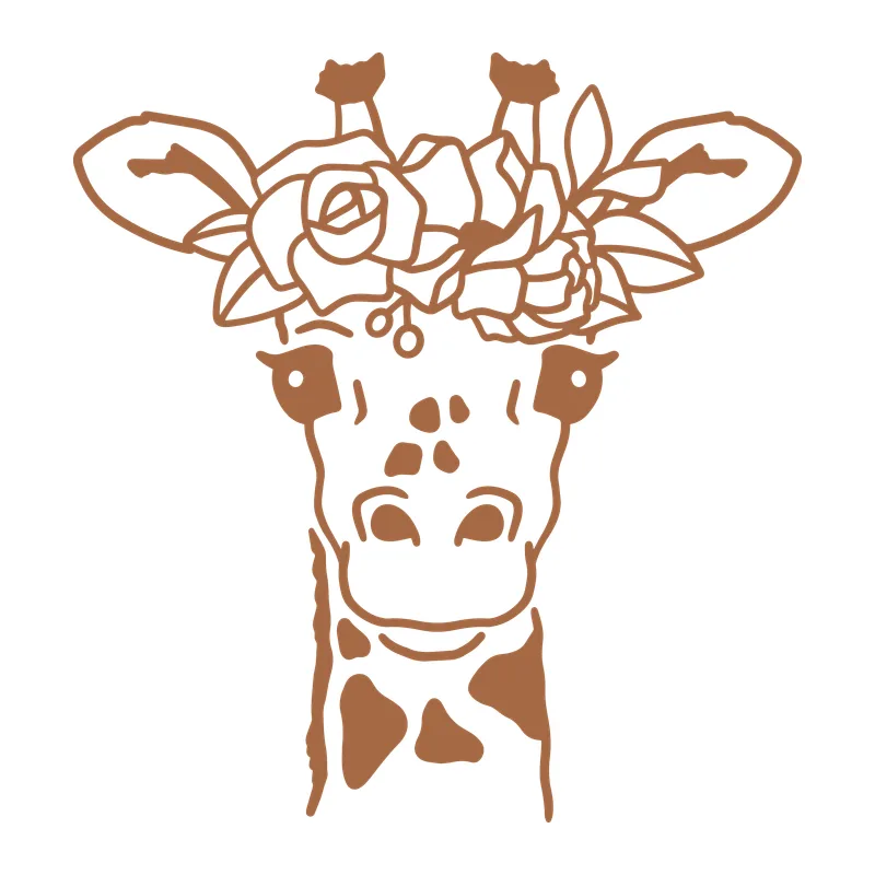Giraffe Face with Flower Crown