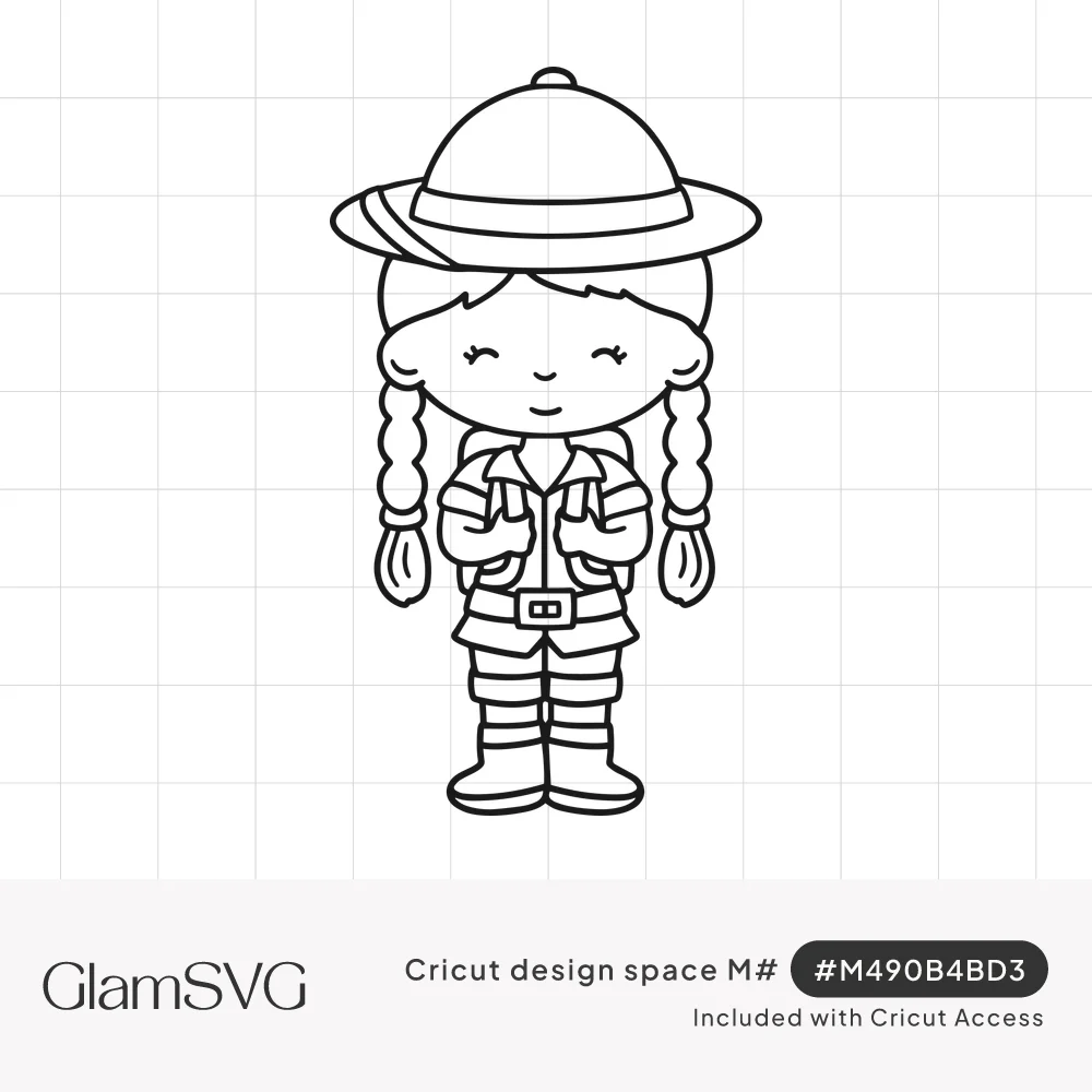 Little Scout Girl Outline SVG for Cricut | GlamSVG