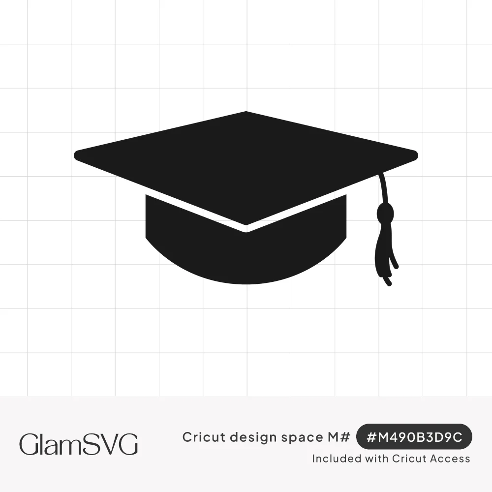 Solid black graduation cap silhouette with a flat mortarboard and a tassel hanging from one corner