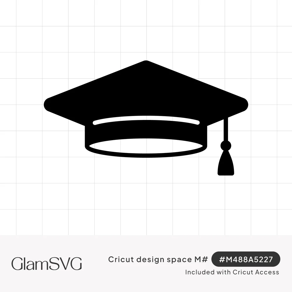 Black silhouette of a graduation cap with a flat mortarboard top and a tassel hanging from one corner
