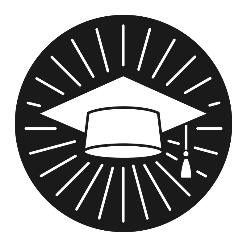 Graduation Cap Sunburst Badge
