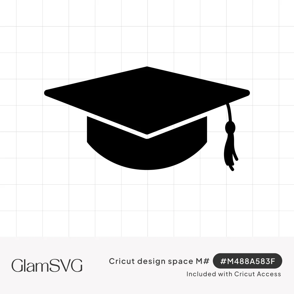Black silhouette of a graduation cap mortarboard with a tassel hanging from one corner