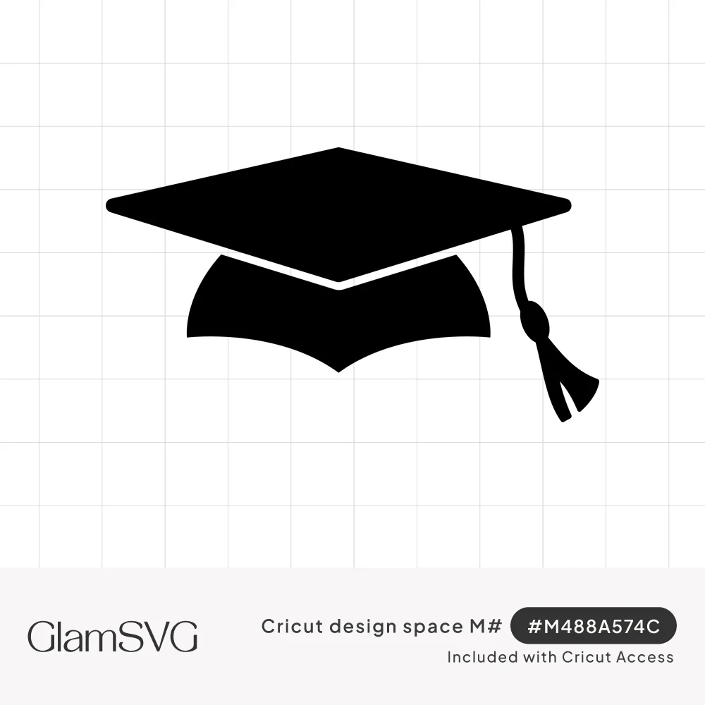 Black silhouette of a graduation mortarboard cap with a tassel hanging from one corner on a white background