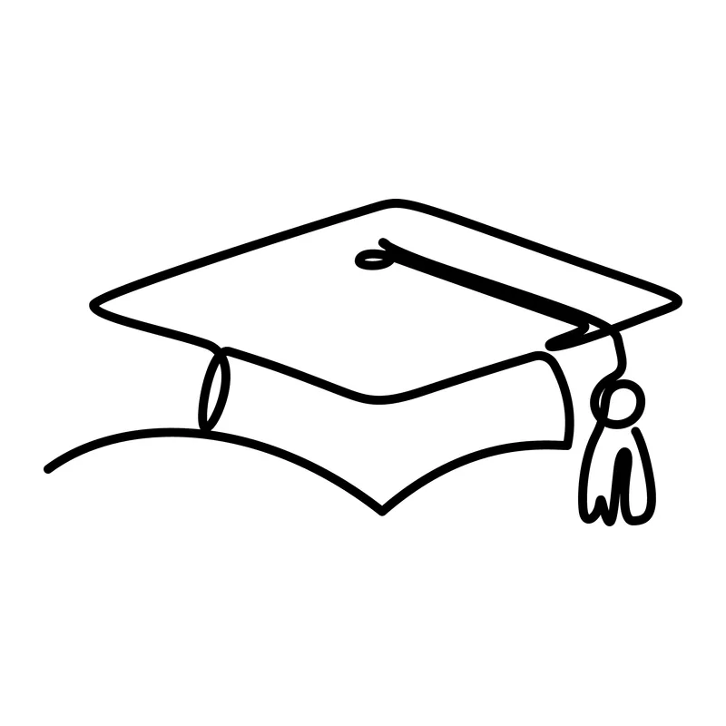 Graduation Cap Line Art