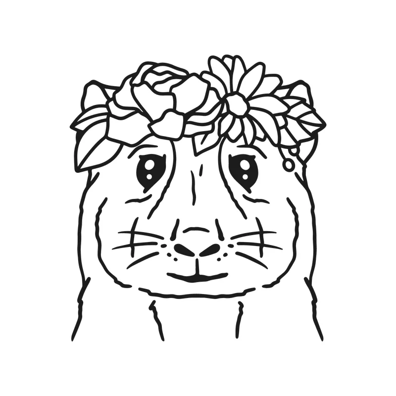 Guinea Pig with Flower Crown
