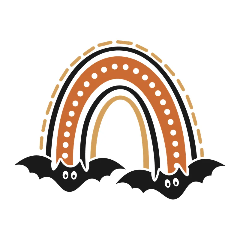 Halloween Bats and Rainbow