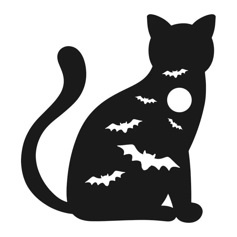 Halloween Black Cat With Bats