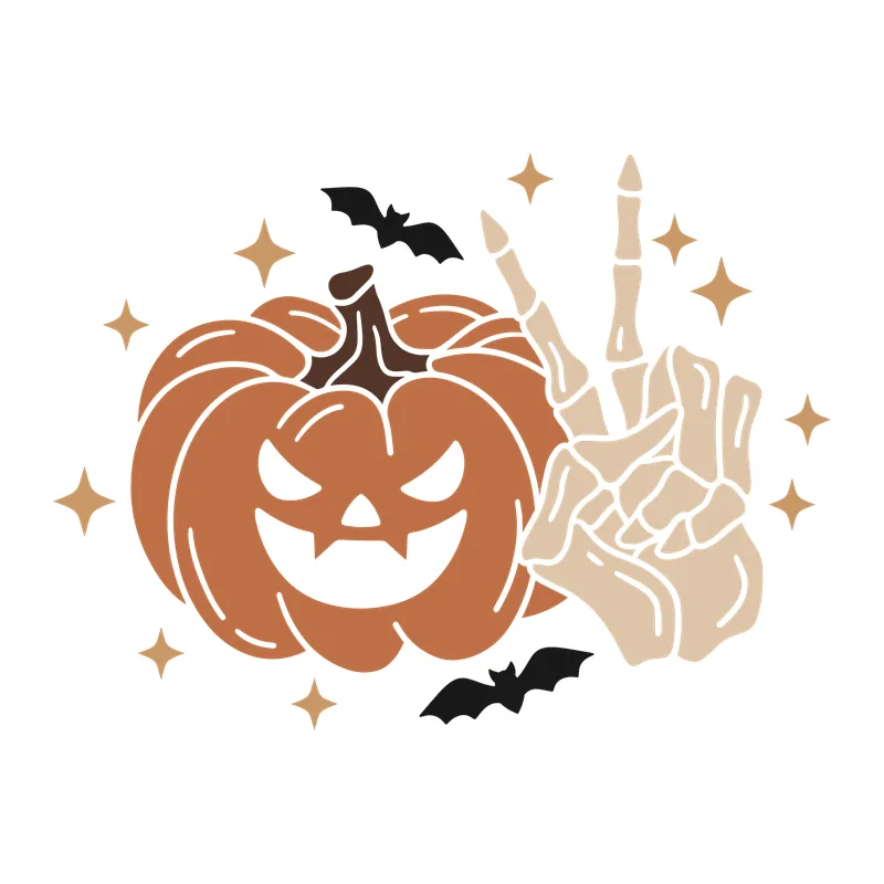 Jack-O-Lantern Skeleton Peace Sign