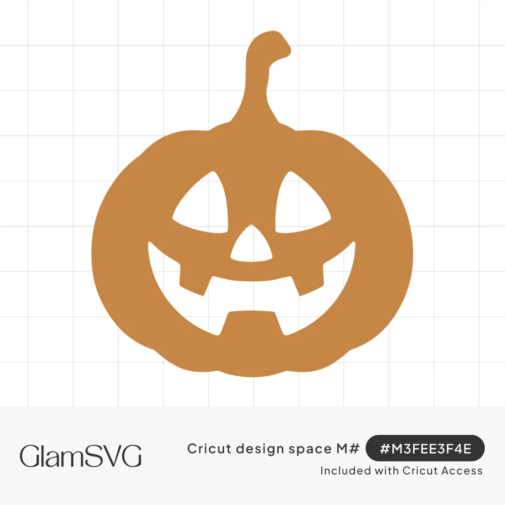 Orange jack-o-lantern pumpkin silhouette with curly stem, triangle eyes and nose, and a toothy carved smile