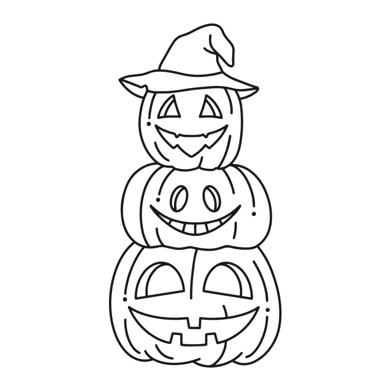 Stacked Jack-O'-Lantern Pumpkins