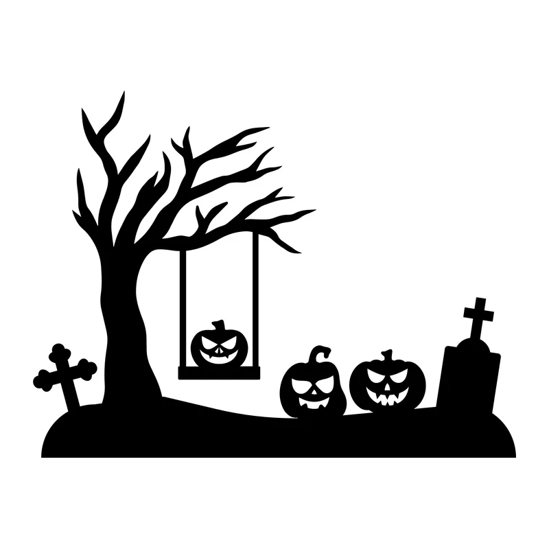 Spooky Graveyard Pumpkin Scene