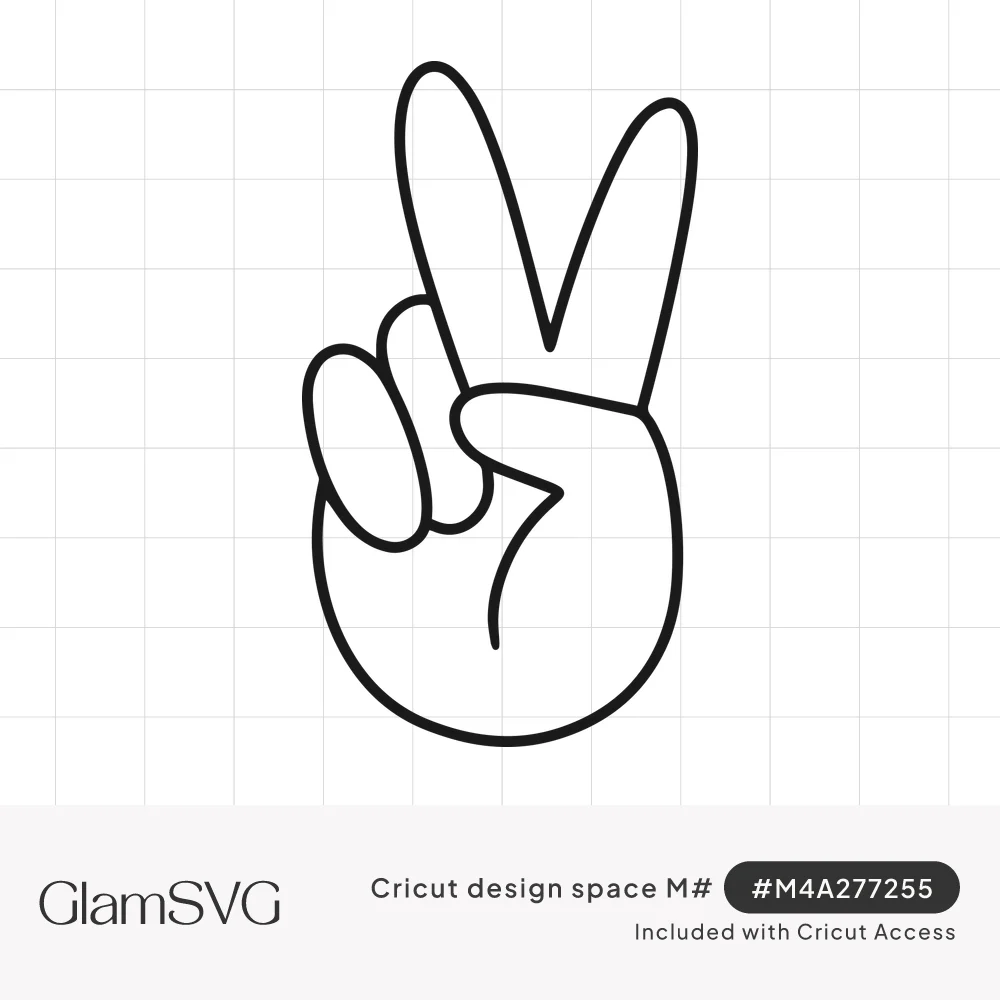 Black outline drawing of a cartoon hand holding up two fingers in a peace sign gesture