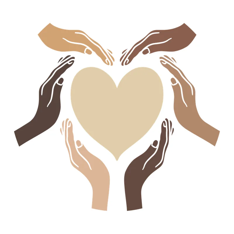 Diverse Hands Around Heart
