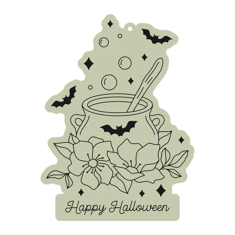 Floral Cauldron Happy Halloween