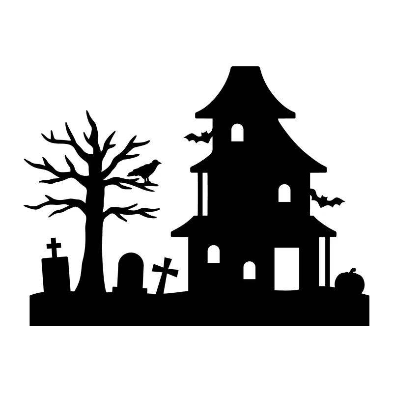 Haunted House Graveyard Silhouette