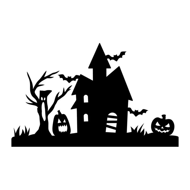 Haunted House Silhouette Scene