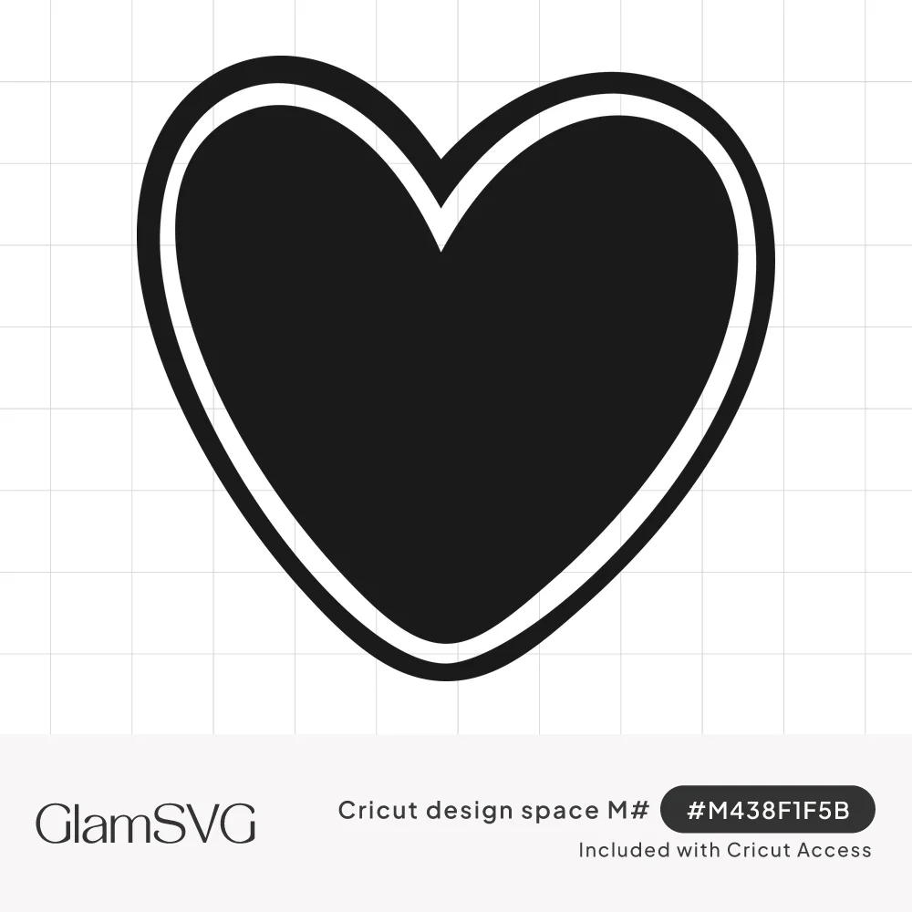 Solid black heart shape with a white gap and a bold black outline around it
