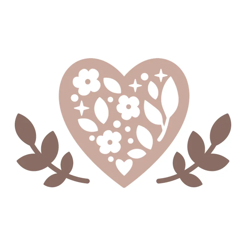 Floral Heart with Leaves