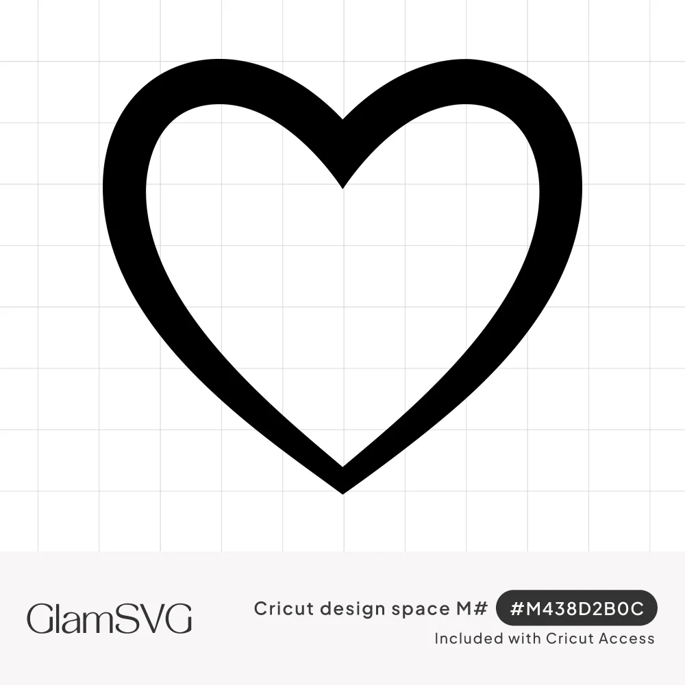 Bold black outline of a classic heart shape, thicker at the rounded top and tapering to a point at the bottom
