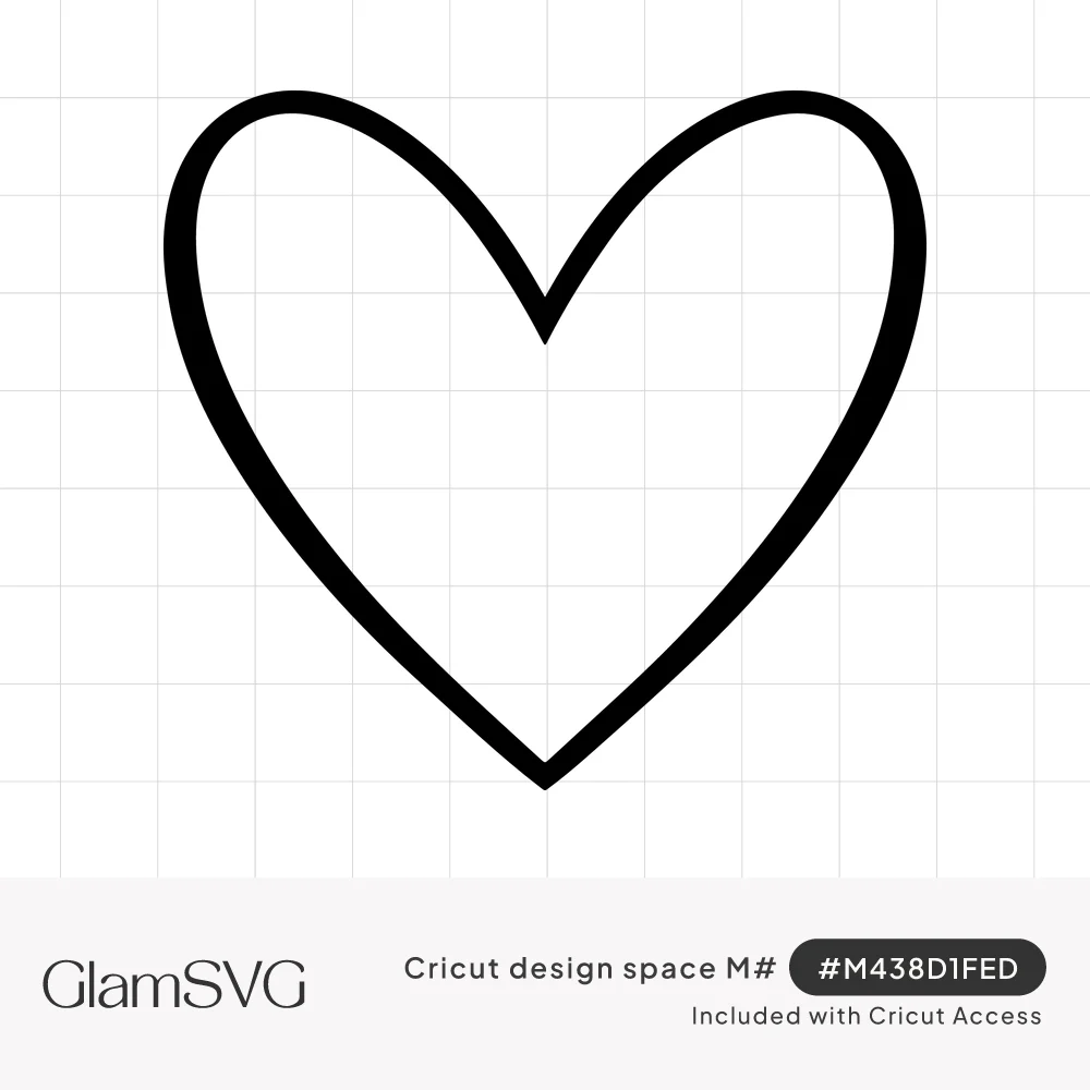 Black outline of a classic heart shape with a tapered line and an empty white center