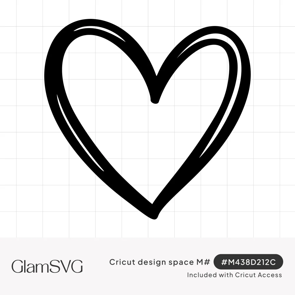 Black hand-drawn outline heart with a double sketched line on a white background
